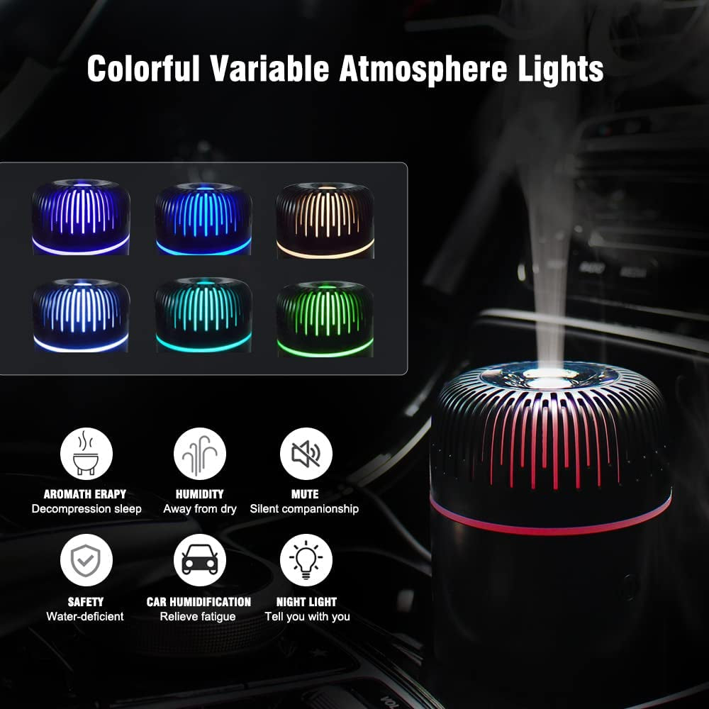 Car Diffuser, USB 100Ml Mini Humidifier Essential Oil Diffuser Car Air Freshener Aromatherapy Diffuser(Black)